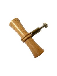  Bamboo wooden grip door knob with cylindrical shape and natural wood finish.