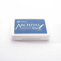 Cobalt blue archival ink pad for stamping and scrapbooking. Durable, fade-resistant ink in a compact, easy-to-use format.
