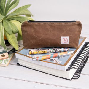 Waxed canvas pencil case, Pen holder for men, Art store shop