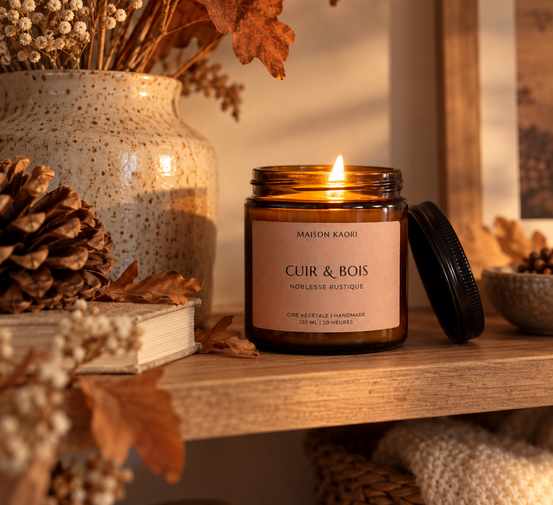 Bougie parfumée - Cuir & Bois - Edition automne
