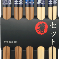 Edo Chopstick Set, 5 pair Blue Patterns