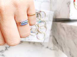 R0980 Angst Ring Palm Pink Perler Forgyldt