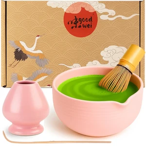 Matcha Latte Set 4 pcs. - Pourer bowl, 80s matcha whisk, holder & spoon