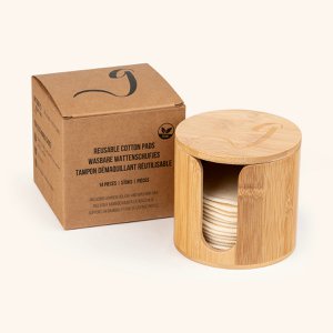 Reusable cotton pads - set of 14 pieces including laundry bag and holder