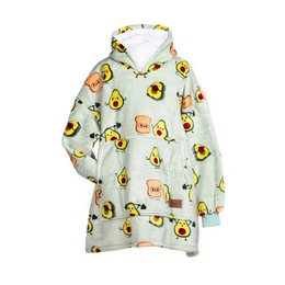 Soft, cozy hoodie blanket with avocado print pattern. Made of comfortable, lightweight material. Includes matching socks for a complete set.