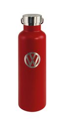 Red stainless steel thermal drinking bottle with Volkswagen logo, 735ml capacity, suitable for hot and cold beverages, comes in a gift box.