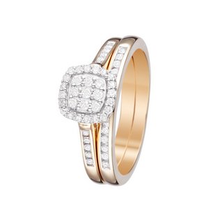 Duo of Rings Yellow Gold and Diamonds 0.37 carat "MY MOST EXPENSIVE WISH"