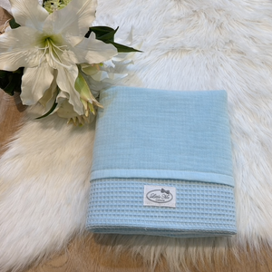 Ledikantdeken zomer Warm wafel lichtblauw