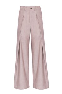 Wool trousers with front pleats in pink Made in Italy
