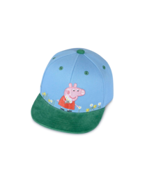  Blue and green snapback hat with Peppa Pig character design, suitable for children aged 1-3 years.