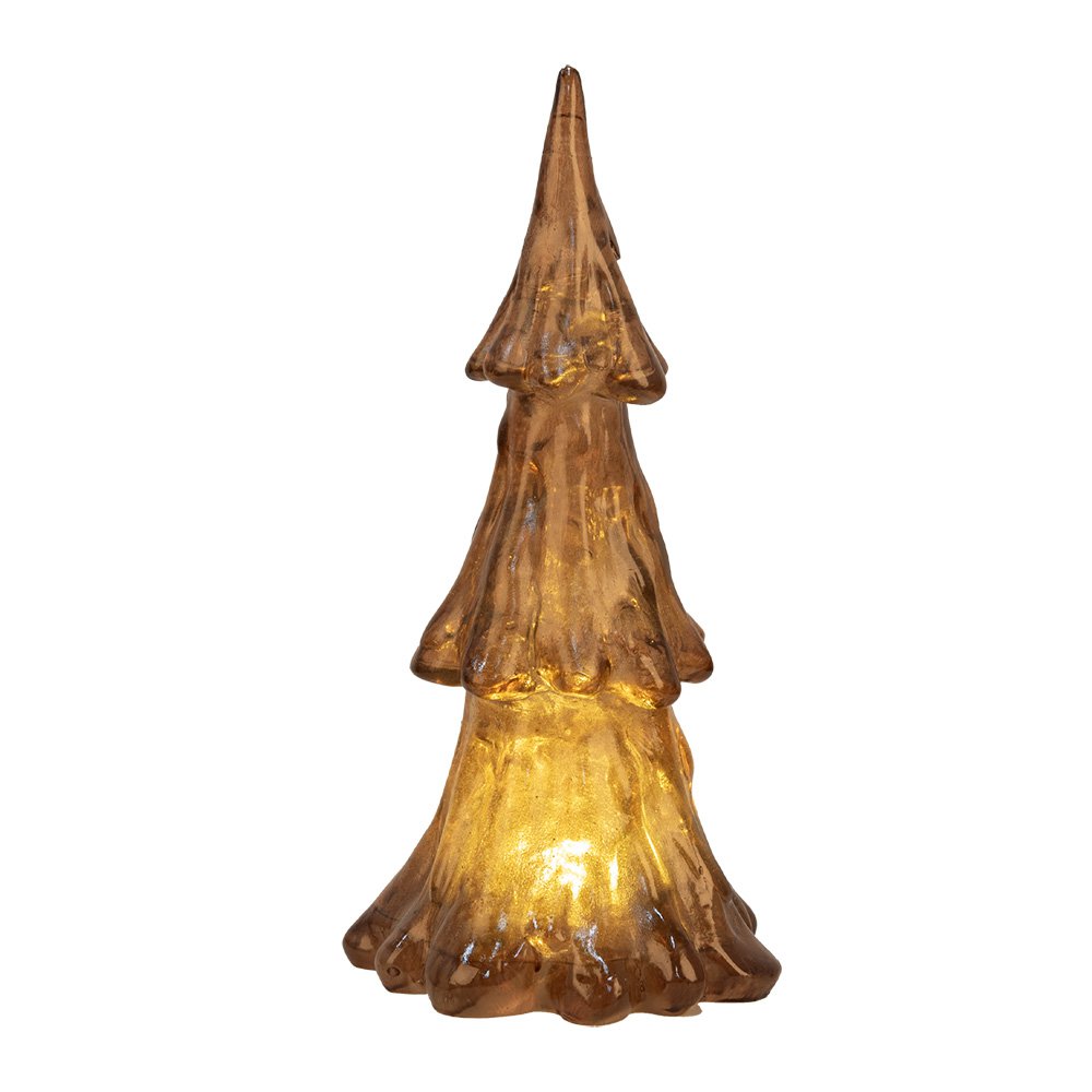 Kerstdecoratie met LED-verlichting Kerstboom Ø 12x24 cm Goudkleurig Bruin Kunststof