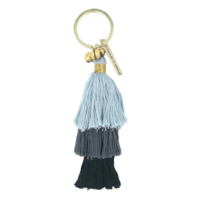 Luna-Leena keychain tassels grey/black - bag charm - organic cotton - handmade in Nepal  - bag hanger