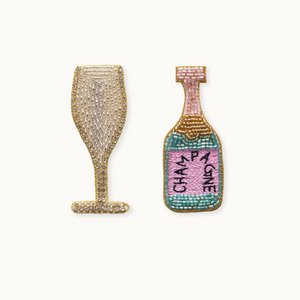 Broschenpaar: Champagne Türkis