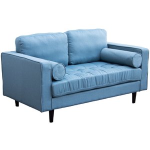 2-SITZ-SOFA AUS GRÜNEM LEINEN MIT HOLZBEINEN 145X83X80CM, SITZHÖHE: 44CM LL84145