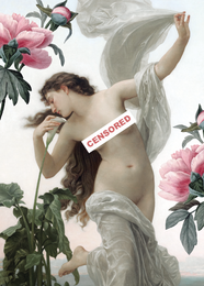 Delicate postcard featuring a woman surrounded by pink flowers, with the text "La vie en rose" printed on it.