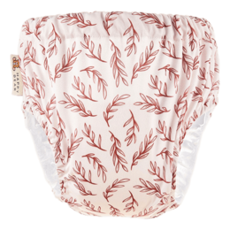 Soft, comfortable training pants with a leaf pattern design. Suitable for everyday wear.