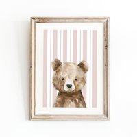 Bear poster, woodland animals poster, bear print, cute bear poster, girls room poster, girls nursery art print, girls room