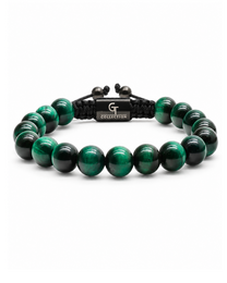Men's GREEN TIGER EYE Beaded Bracelet