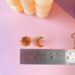 Sonne & Mond Mini-Pin-Set | Vergoldet | Harte Emaille-Pin | Pin-Brosche