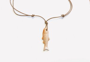 Halskette Fisch Orange natürliche Schnur