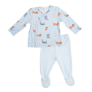 Set aus geteiltem T-Shirt und Hose mit elastischen Bambusfüßen für 0–3 Monate