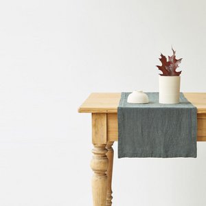 Forest Green Linen Table Runner