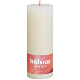 Ivory pillar candle with a rustic design, measuring 190mm tall and 68mm wide.