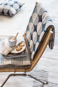 Olivia deken blauw, zacht jacquard gebreide katoen