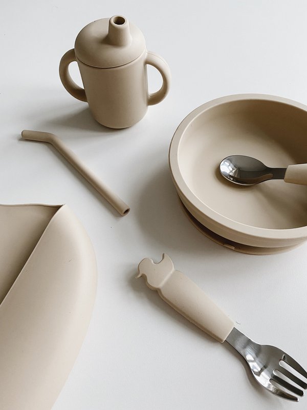 Sippy Cup in silicone - Beige ostrica