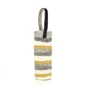 Thermal bottle bag made of felt yellow-gray