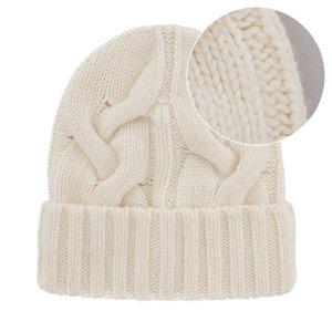 Olivia Strickmütze – Milchweiß | 70 % Merinowolle, 30 % Kaschmir | Minimalistische Wintermütze