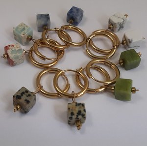 Fyrkant creoles stainless steel earring (set5)