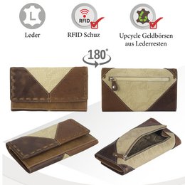 Cartera de mujer Sunsa. monedero de cuero. Cartera con protección RFID. Cartera sostenible hecha con retales de cuero. Cartera de mujer grande con muchos compartimentos para tarjetas de crédito: cartera/cartera para mujer, la mejor idea de regalo.