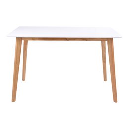 Tavolo da pranzo Vojens - bianco, gambe in legno naturale, 70x120x75 cm