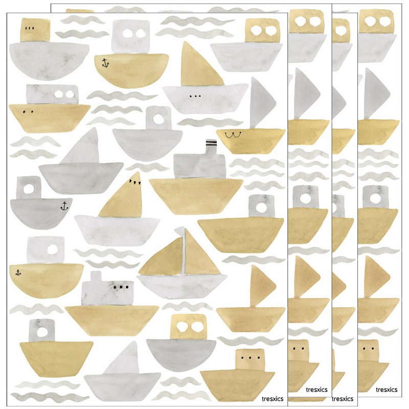 Akvarel både wallsticker
