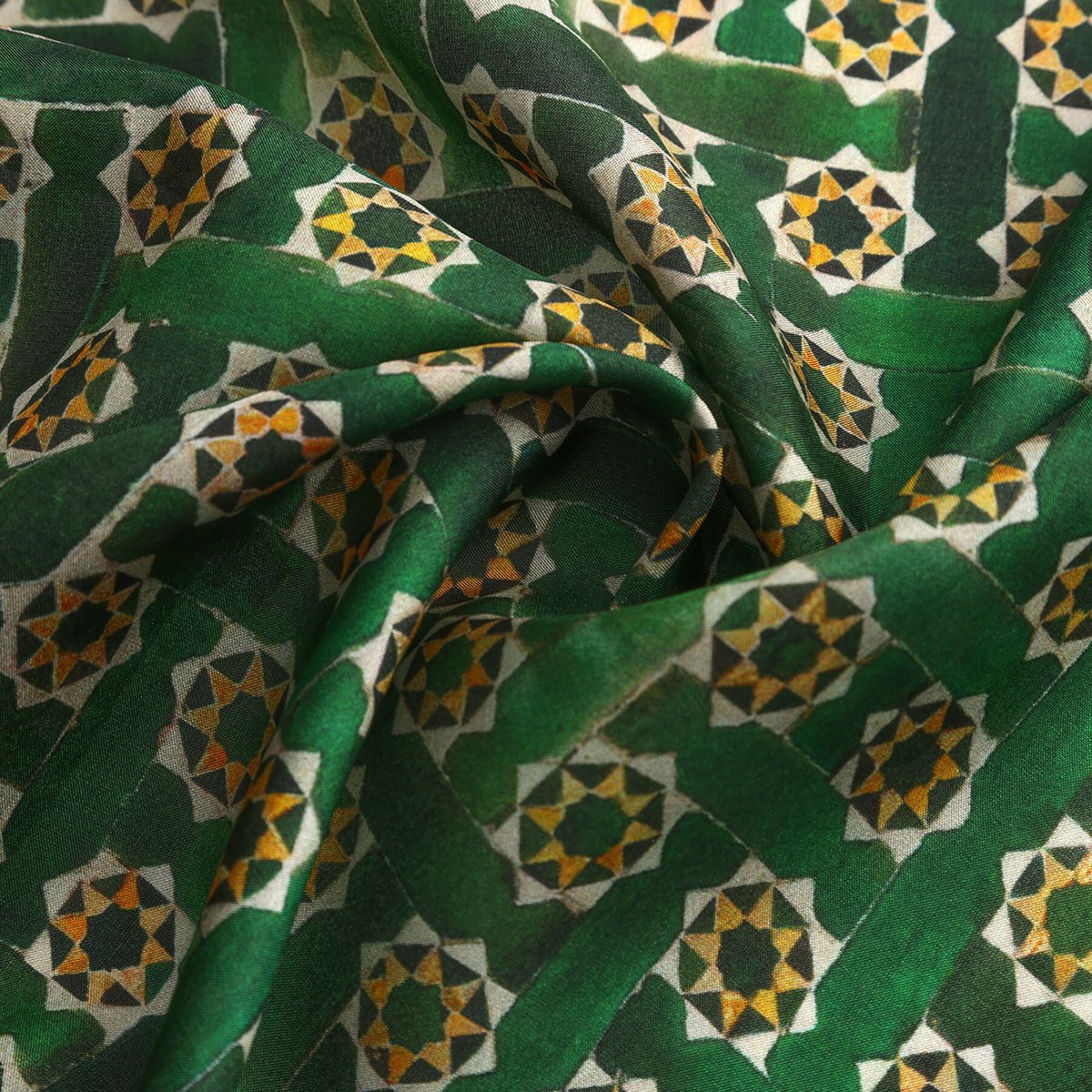 Green Square Scarf Silk