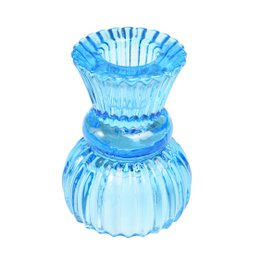 Double ended glass candle holder - Blue