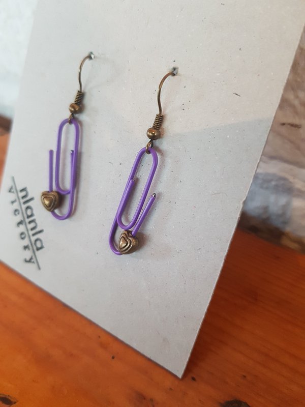 Purple Personalised Paperclip Earrings | by lovedbynlanla