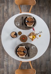  Oval placemat Microban protection sand mocha color modern minimalist design table setting