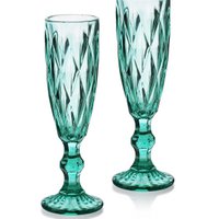 ELISE TURQUISE Set van 6 champagneglazen, 180 ml