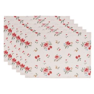 Placemats Set van 6 48x33 cm Beige Katoen Rozen Tafelmat
