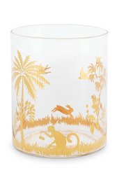 Elegant water glass with gold palm tree and floral design, 250ml capacity, suitable for everyday use or special occasions.