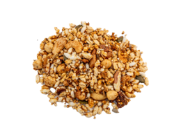 A 550g package of granola containing a variety of nuts, including almonds, cashews, and peanuts.
