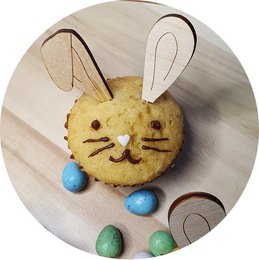 Wooden Easter cup cake cutters - 12 pieces in 1 set