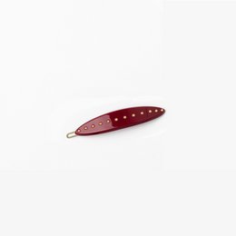 Cherry red elongated barrette with pearl studs, elegant hair clip accessory