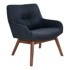 London Lounge Chair - Donkerblauw, walnoot poten, 65x63x73 cm