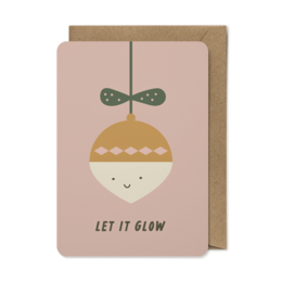 Eco-friendly greeting card with a cheerful ornament design and the text "Let it glow". The card is part of a Father's Day collection featuring illustrations of people.