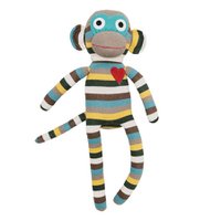 Knuffel sok aap midi strepen grijs / multi