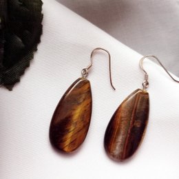 Boucles d'oreilles en argent sterling Tiger Eye, Tiger Eye Teardrops, Tiger Eye Drop Boucles d'oreilles, Boucles d'oreilles en pierres précieuses | par nlanlaVictory
