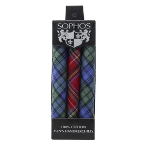 Pack of 12 x Green / Red Check Handkerchiefs